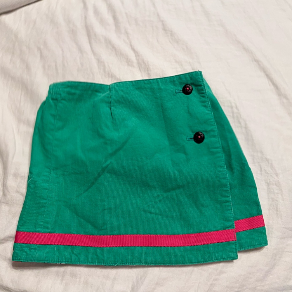 Lilly Pulitzer Green and Pink Corduroy Skirt (Reversible)